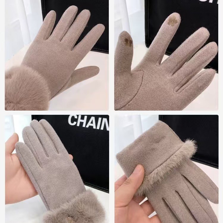 Cashmere fleece gloves are fashionable and popular. Cashmere warm and cold-proof gloves are trendy and versatile. Autumn and winter women's gloves details Picture