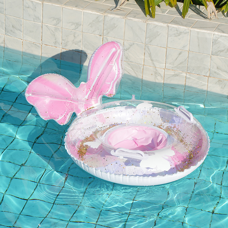 立体蝴蝶造型儿童游泳圈宝宝充气座圈遮阳蓬下沉式裤兜圈现货批发细节图