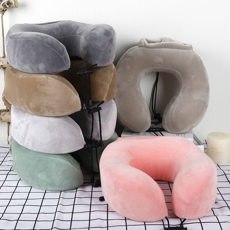 可收纳u型枕logo脖子护颈枕头飞机旅行便携慢回弹抽绳记忆棉U型枕细节图