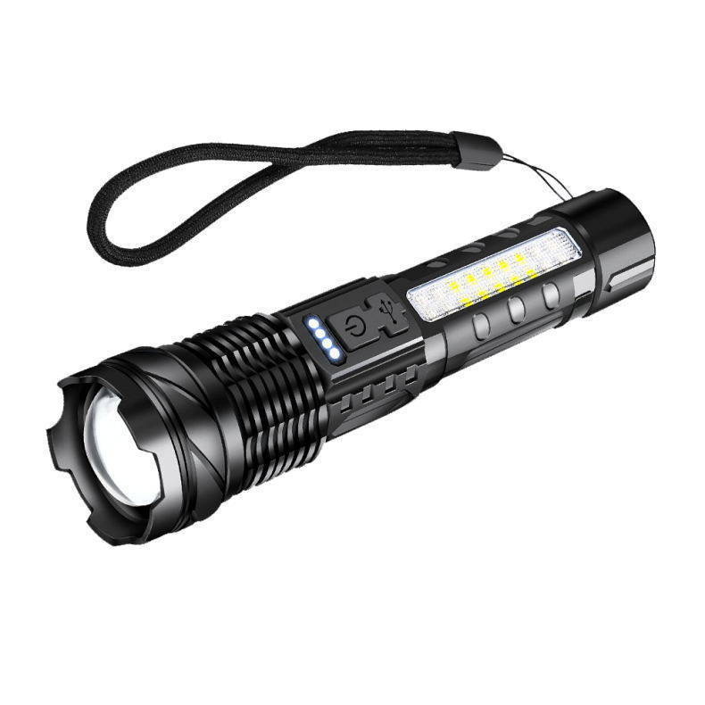 Cross-border outdoor flashlight, high-intensity, ultra-long-range spotlight, cob work light, multi-functional, ultra-long battery life, rechargeable model Specification image