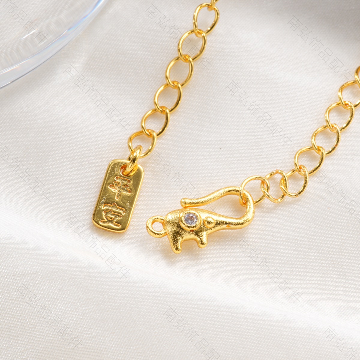 Copper-plated 18k traditional sand gold color retention fortune brand extension chain bracelet, pearl necklace, clasp, DIY jewelry accessories Specification image