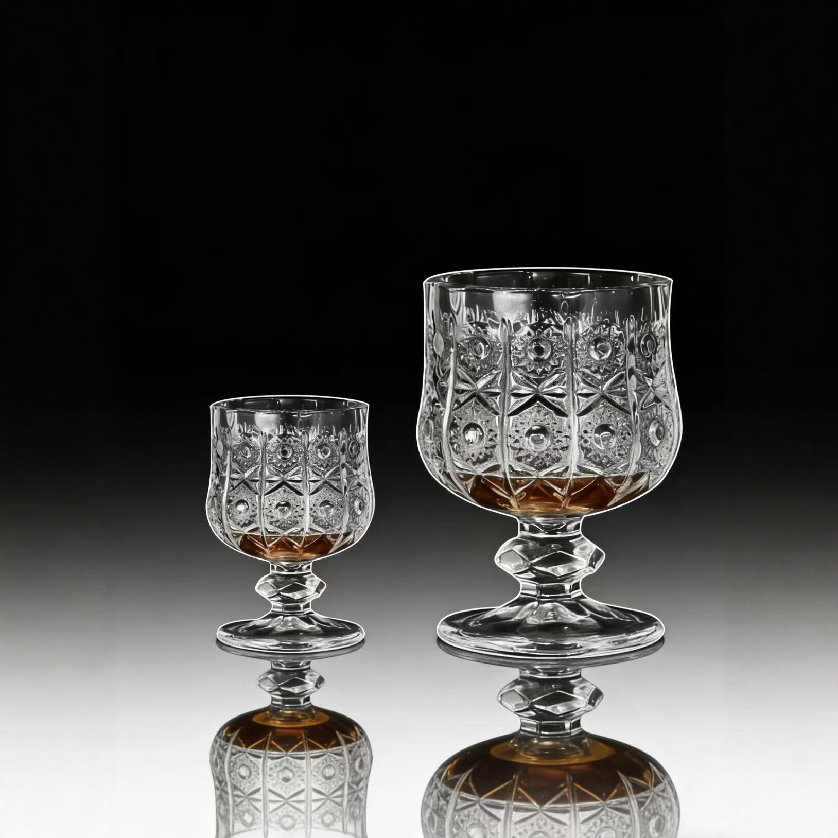 High appearance level engraved diamond butterfly flower glass cup, small tall glass, creative red wine glass, retro household use Application Scenario