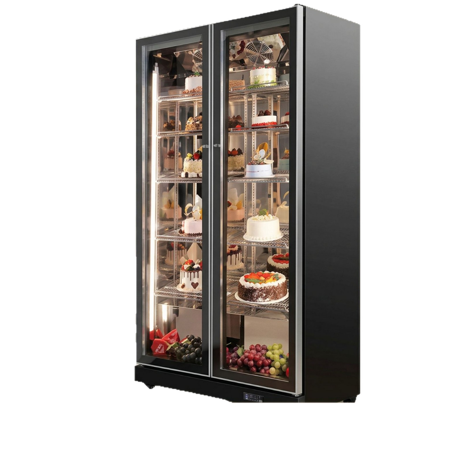 Wholesale of commercial vertical double-door cake cabinets, refrigerated and fresh-keeping display cabinets, and air-cooled freezers for desserts and fruits in bakeries Item Picture