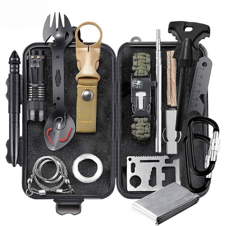 野外多功能生存装备户外探险套装防灾急救工具盒口哨打火石求生