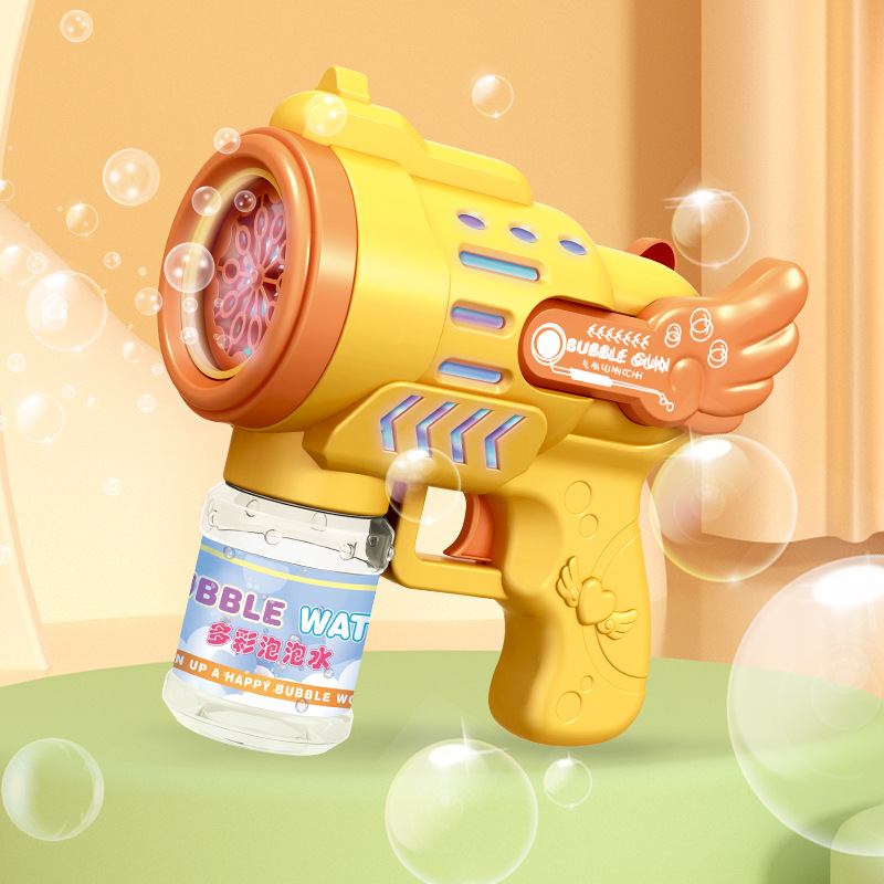 New type of hand-held bubble machine for boys and girls, children's wedding special Angel fully automatic light bubble gun toy details Picture