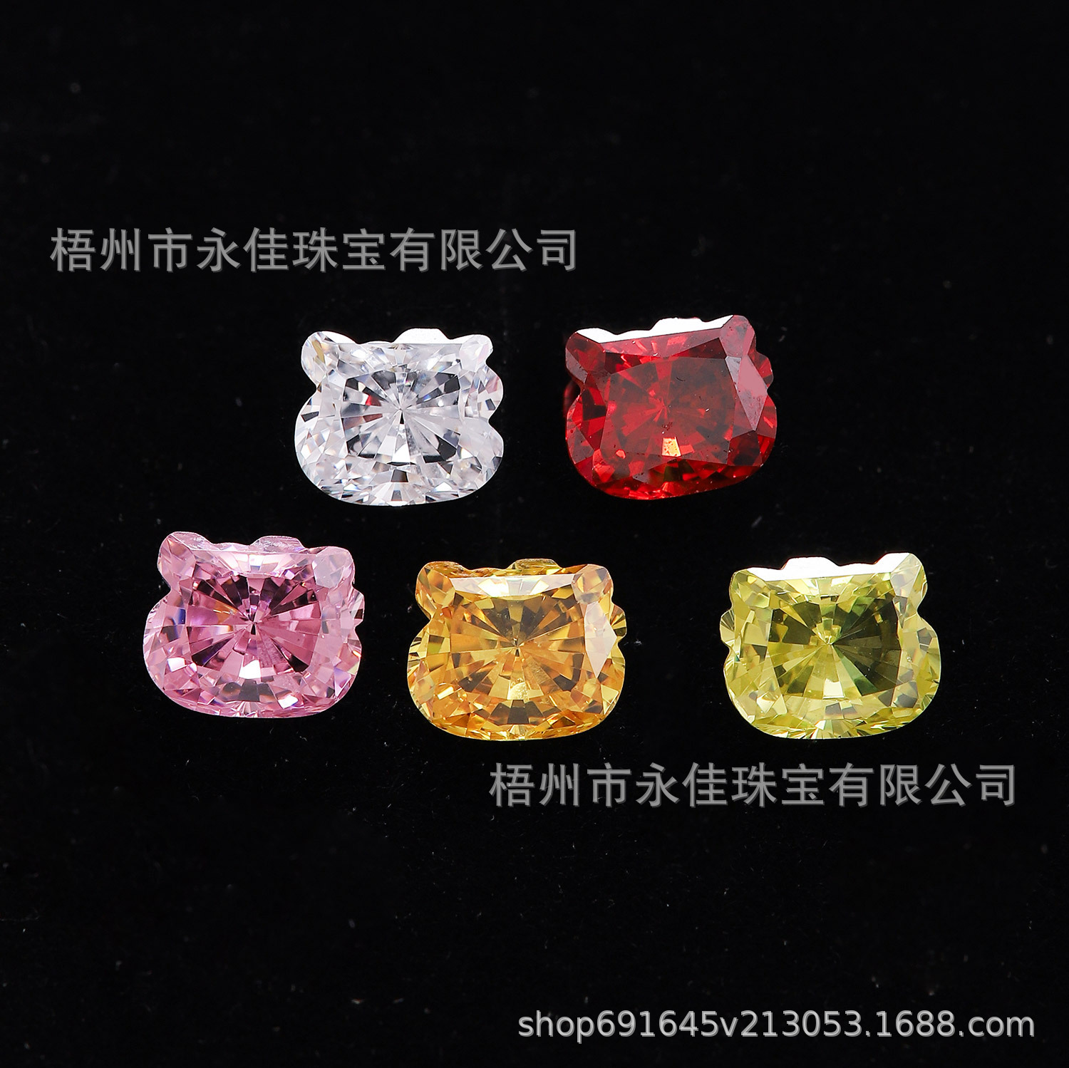 永佳宝石猫头锆石裸石裸钻好运猫头锆石穿戴甲饰品diy装饰招财猫