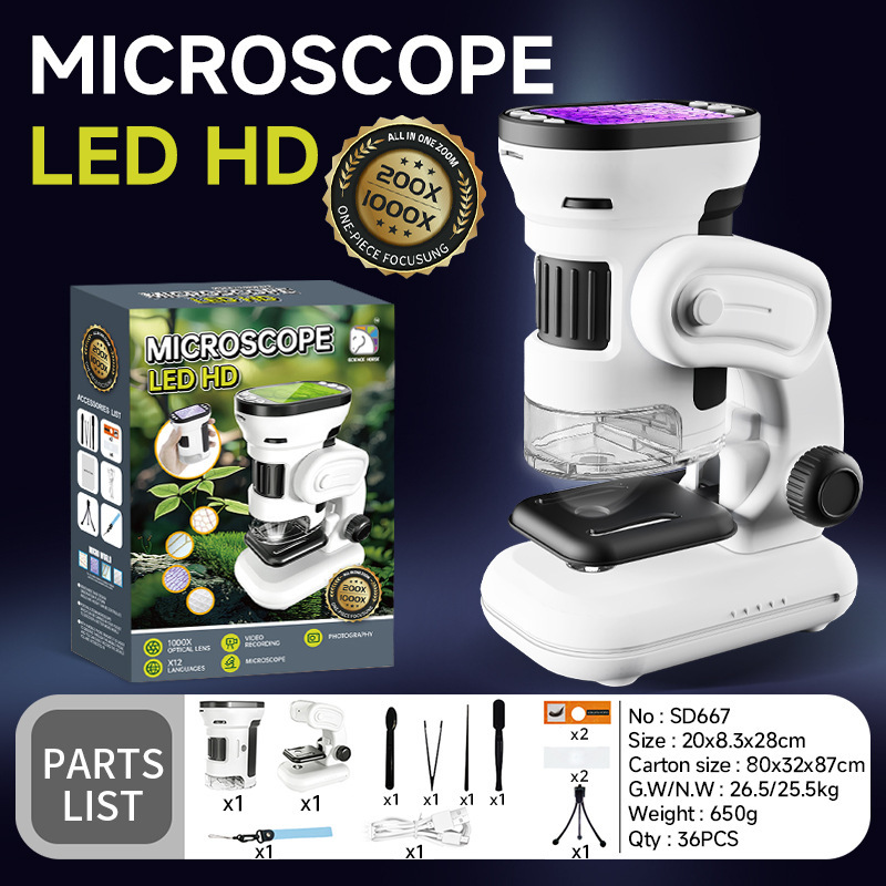 Intelligent digital SD667 electron microscope, high-definition children's biological learning microscope, high-power video microscope details Picture