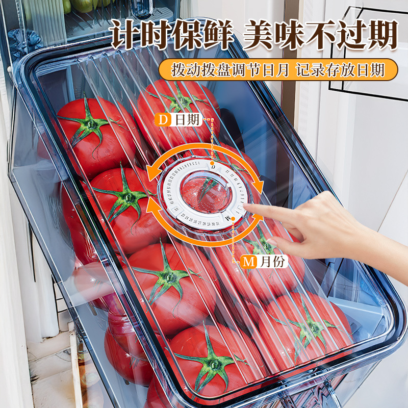 Kitchen refrigerator storage box, food anti-cross-contamination timing preservation box with handle, fruit and vegetable food-grade storage box details Picture