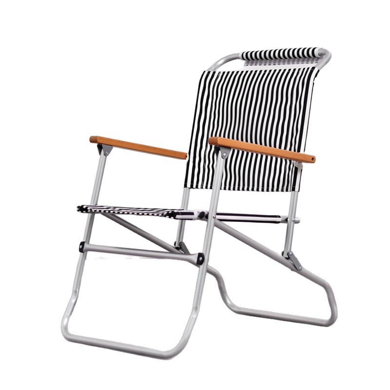 户外露营折便携式折叠椅复古条纹休闲露营单人椅子铝合金英军椅白底实物图