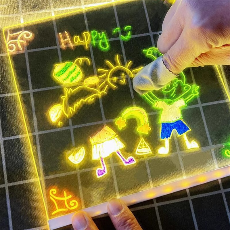 Children's diy illuminated drawing boards, acrylic transparent writing boards, message boards can be illuminated for drawing, writing, and setting up stalls for display details Picture