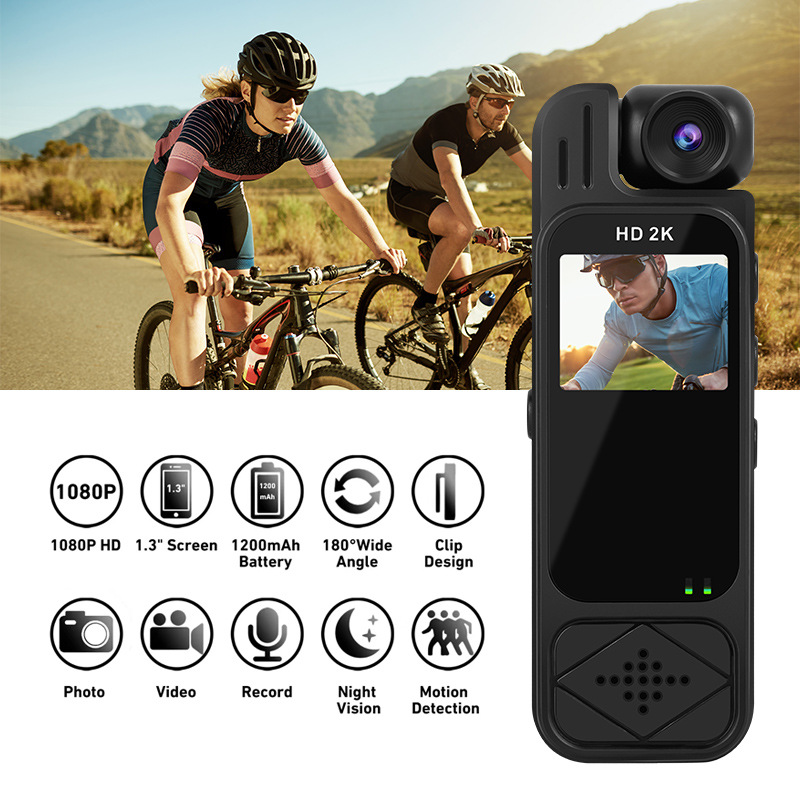 Portable recorder with screen pocket small camera, audio and video recording, back clip camera, high-definition infrared night vision, portable Specification image