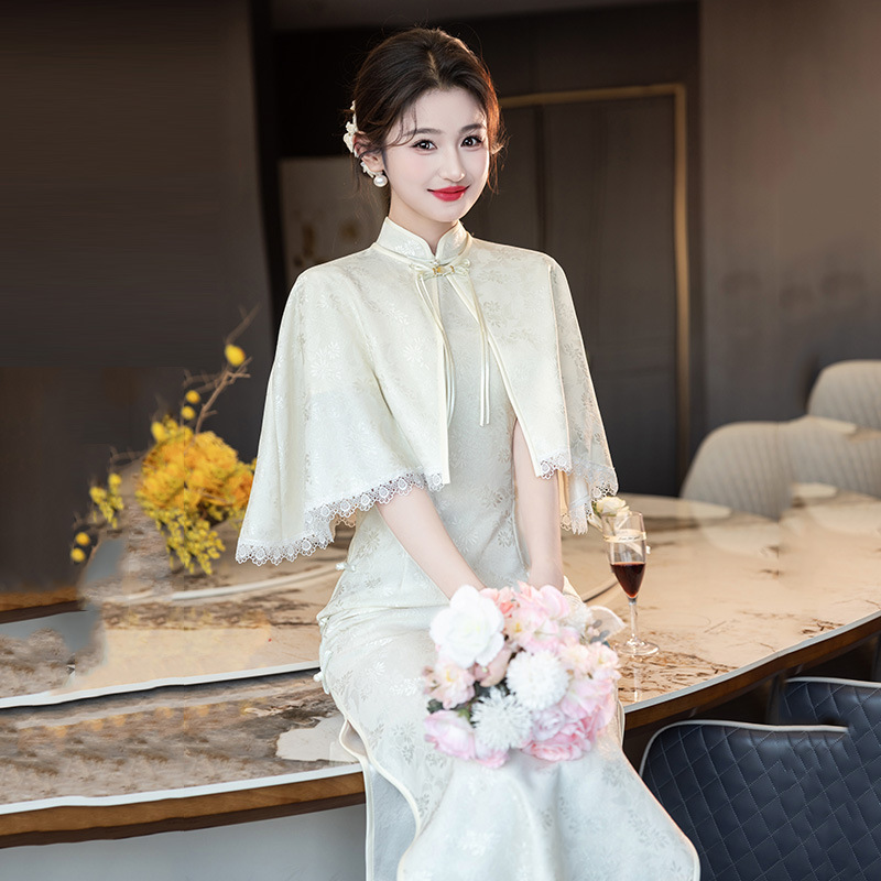 Elegant Chinese trend women's cheongsam dress, sequined dress, student dress, lady dress, wedding dress, veil dress