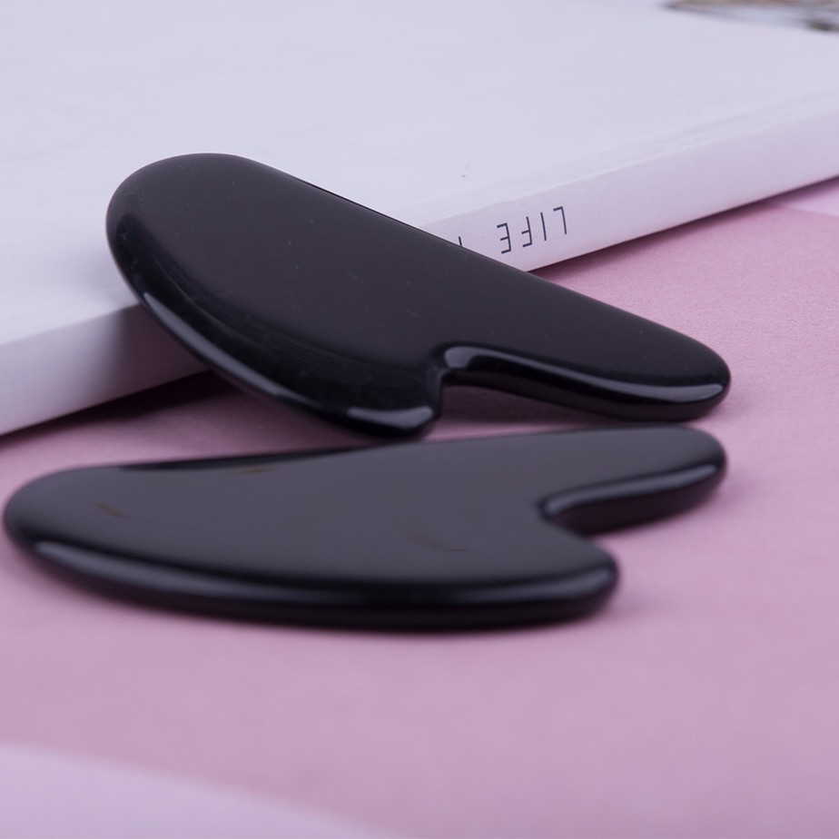 天然玉石黑曜石刮痧板面部脸部按摩工具经络拨筋棒心形刮板日常居家护理详情图3