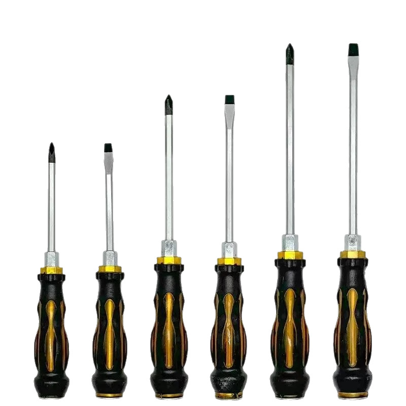 Six-piece set of screwdrivers that can be tapped through, multi-purpose screwdrivers with magnetic cross-shaped flat-head screwdrivers Item Picture