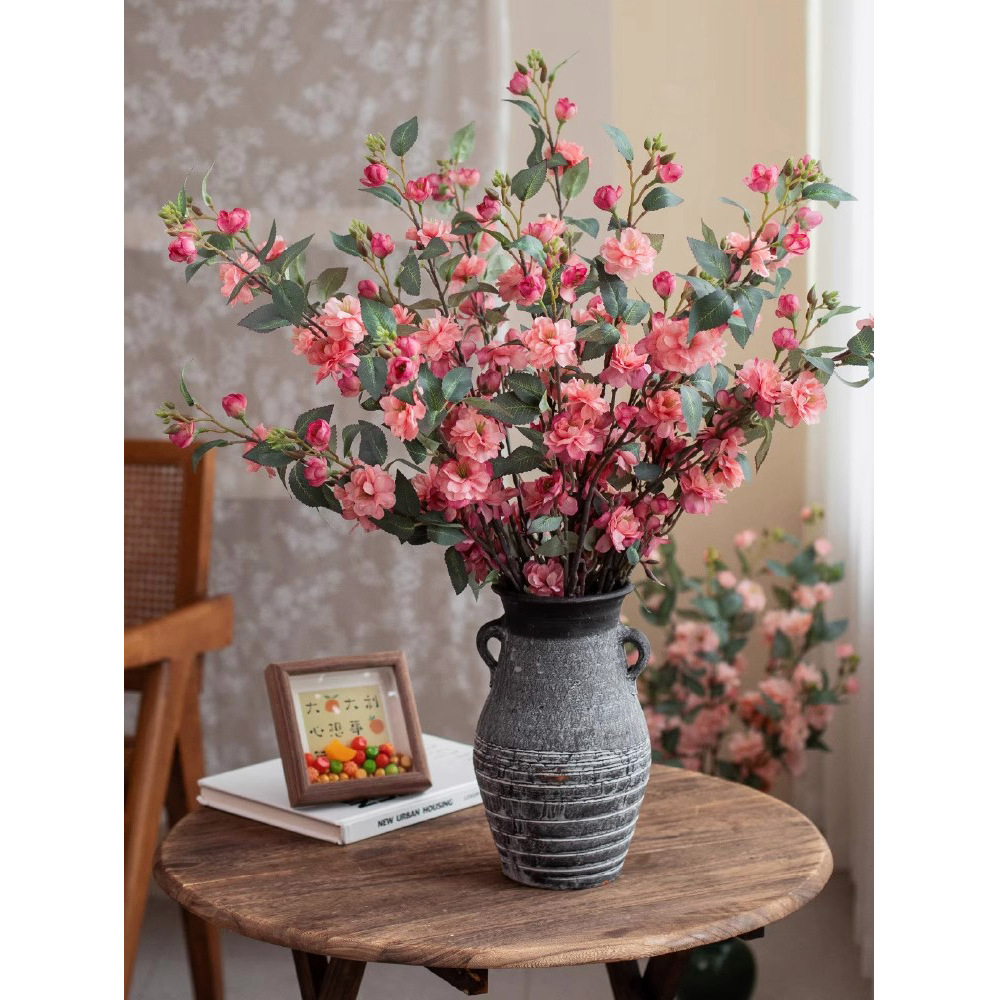 野山茶花仿真花假花装饰摆件家居客厅餐桌干花花束高级感拍摄摆设