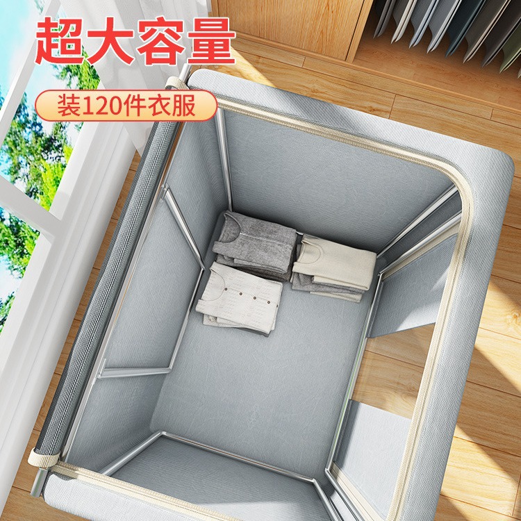 Oxford cloth steel frame storage box, moisture-proof and foldable storage box for clothes, moving quilt and clothes storage box for home use Application Scenario