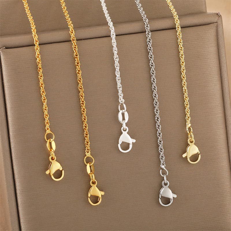 Honglu Super Strong color retention fine twist chain, fashionable and individual copper-plated necklace, high-end collarbone chain necklace with matching chain details Picture