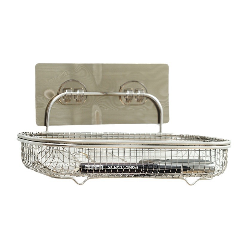 盘子收纳架/海绵架水槽沥水架/不锈钢盆收纳/挂篮/不锈钢盆加厚白底实物图