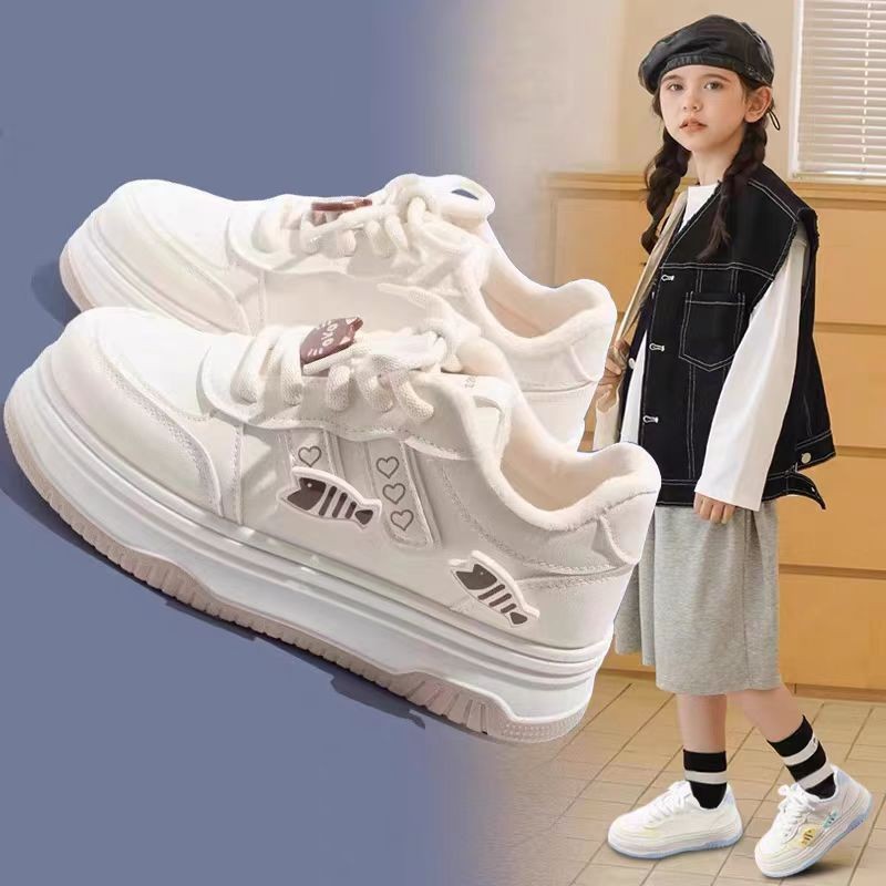 Girls' board shoes, children's stylish white sneakers 2026 Spring and Autumn new style, versatile children's sports shoes, girls' casual shoes details Picture