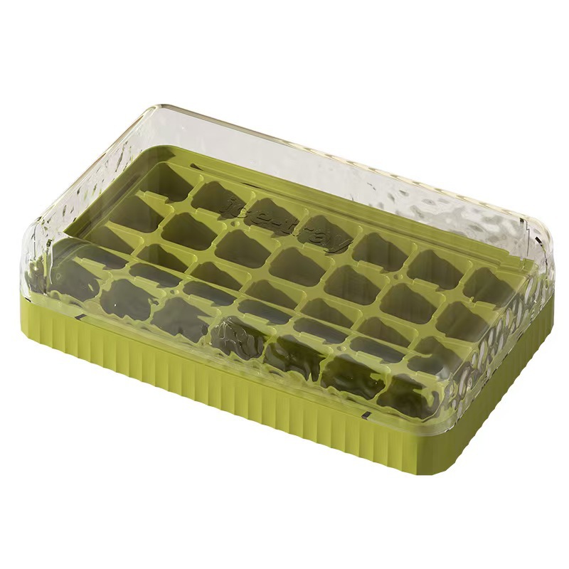 Homemade ice cube box for home use, large-capacity food-grade silicone ice storage box with lid, pressed ice cube tray Item Picture
