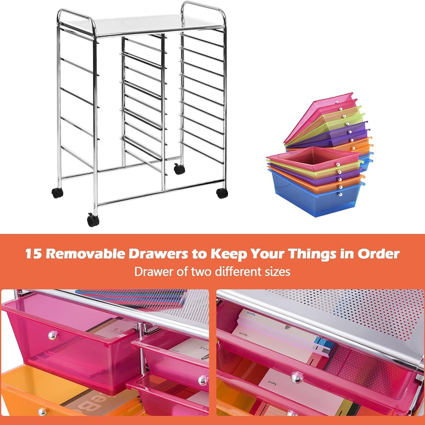 Trolley storage rack, drawer-type small trolley, dust-proof, movable storage, snack dust-proof storage, drawer-type storage Specification image
