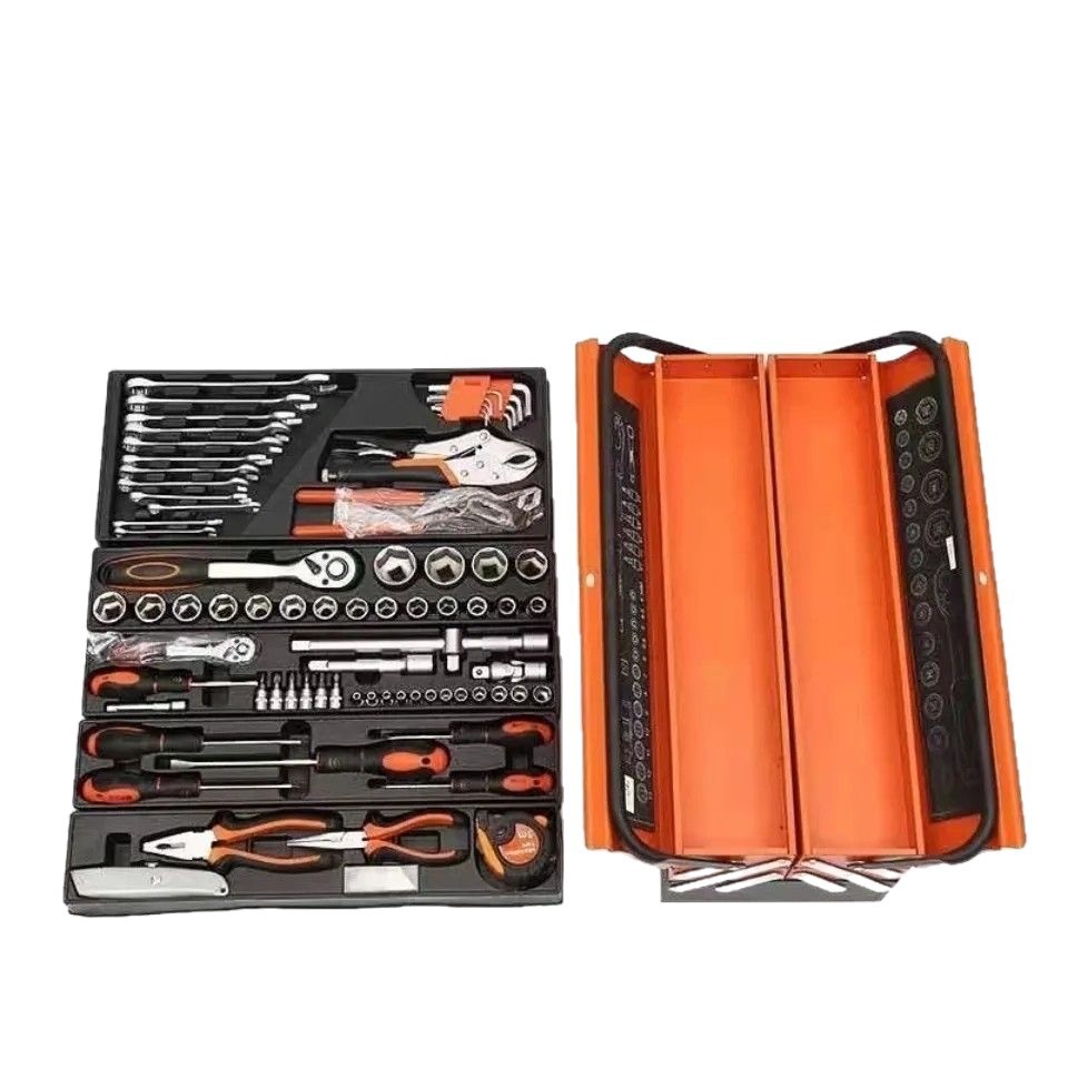 85-piece three-layer folding toolbox, auto repair hardware tools, manual machine repair set, ratchet wrench combination set Item Picture