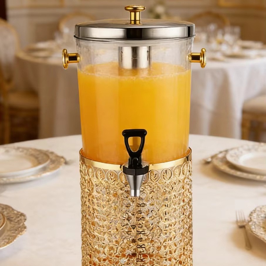 Commercial hotel 8L stainless steel European gold finish ice water self-service beverage juicer, cold drink water dispenser Specification drawing