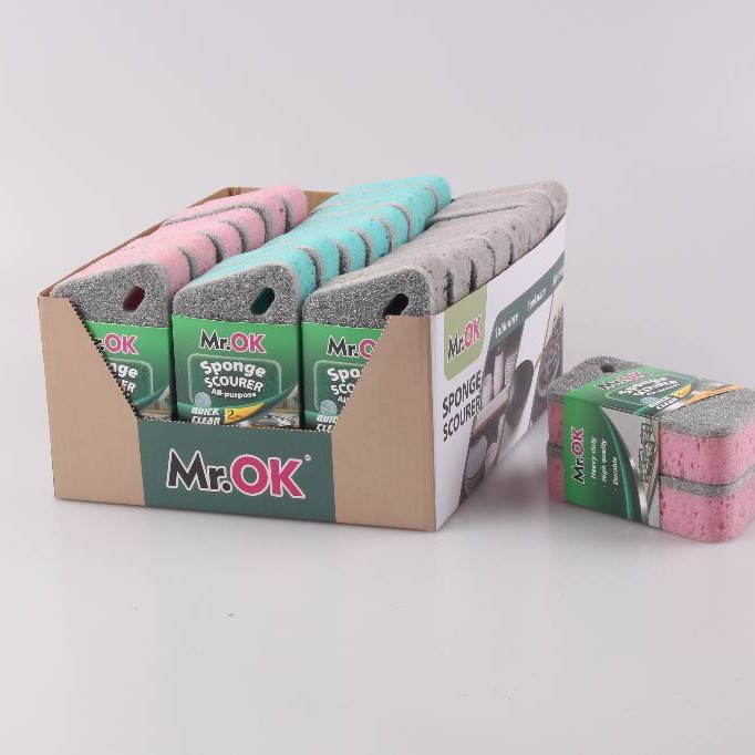 Mr.OK factory direct supply sponge scouring pads, double-sided cleaning sponges, kitchen cleaning sponges, dishwashing sponges, pot scrubbing sponges