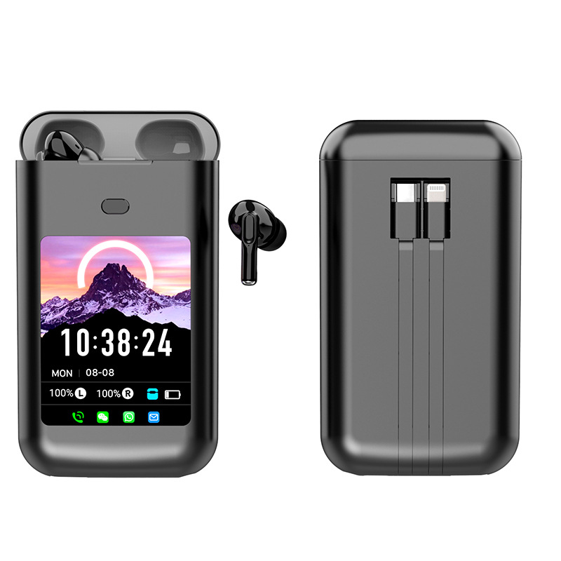 Factory direct sales of the new SE-TWO Bluetooth power bank with color screen touch in-ear, noise-cancelling screen and transparent Bluetooth headphones. Genuine version Item Picture
