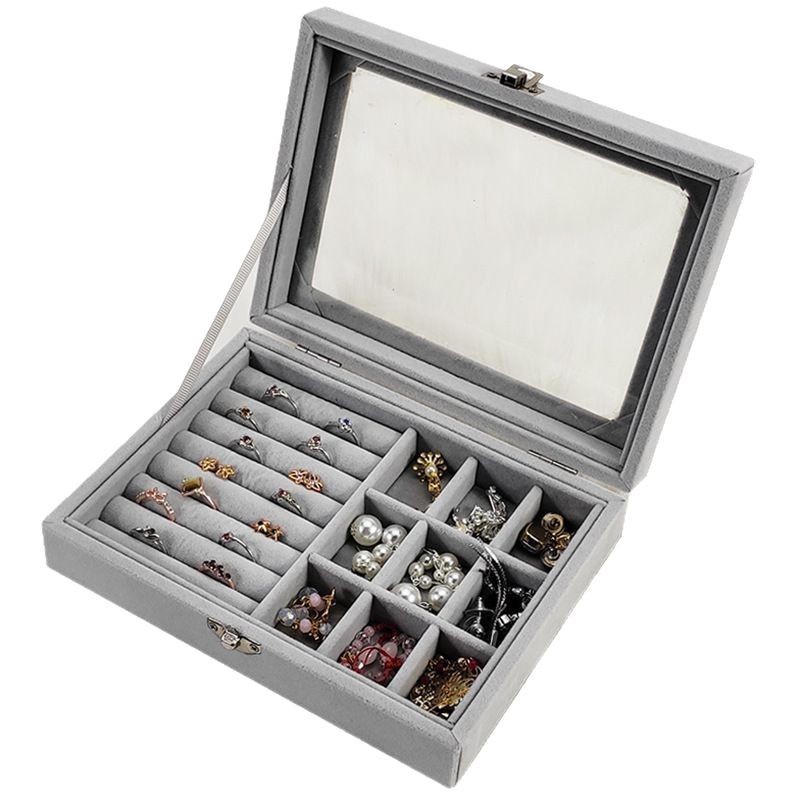 Velvet decorative box with pearl storage box, wholesale nine-compartment storage box, transparent Item Picture