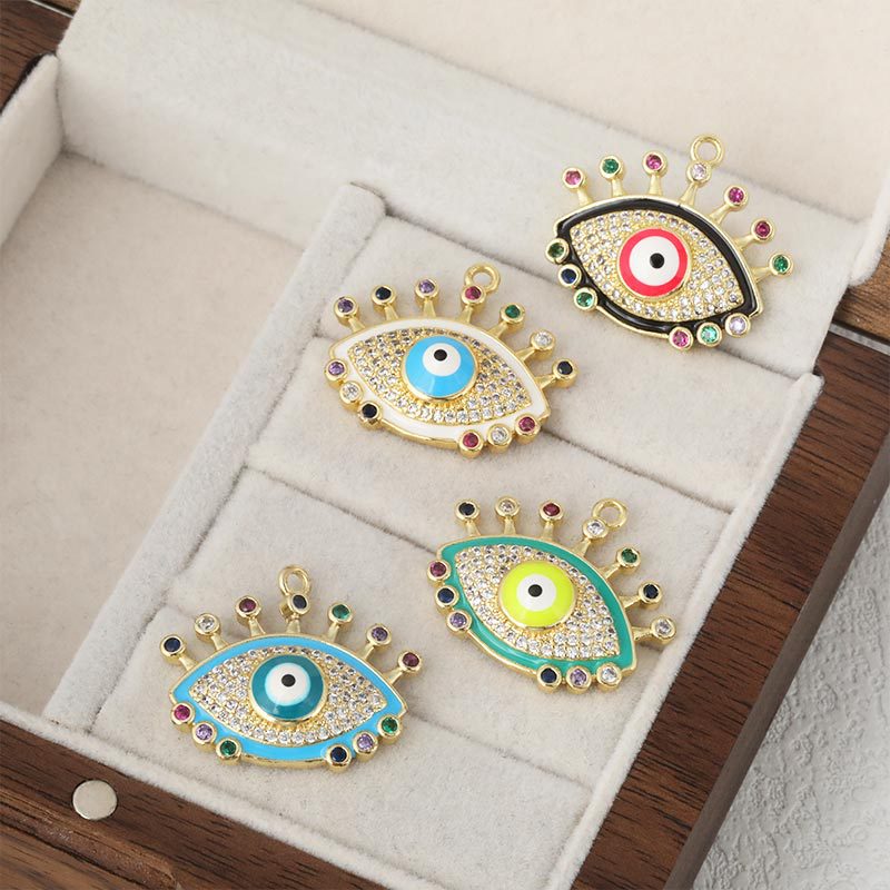 Wholesale of new accessories on AliExpress and Amazon: Colored zircon collarbone chain, oil drip enamel eye pendant necklace