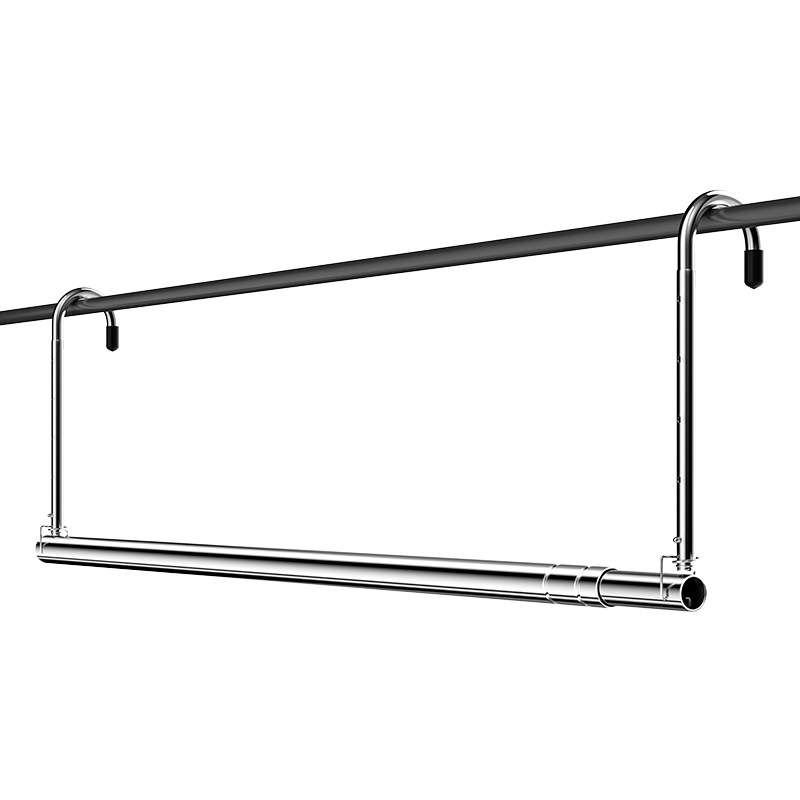 不锈钢晾衣杆可升缩折叠阳台卧室顶凉杆晒衣杆免打孔伸缩晾被神器白底实物图