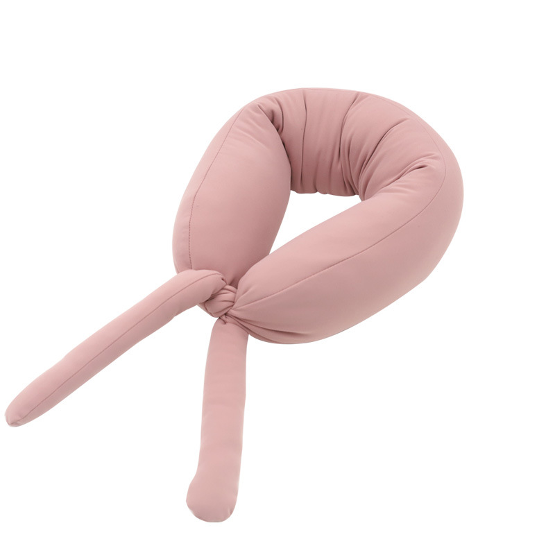 Simple and modern business solid-color cotton-filled U-shaped pillow, Kanglewu feather silk cotton travel neck pillow, multi-functional neck pillow Item Picture