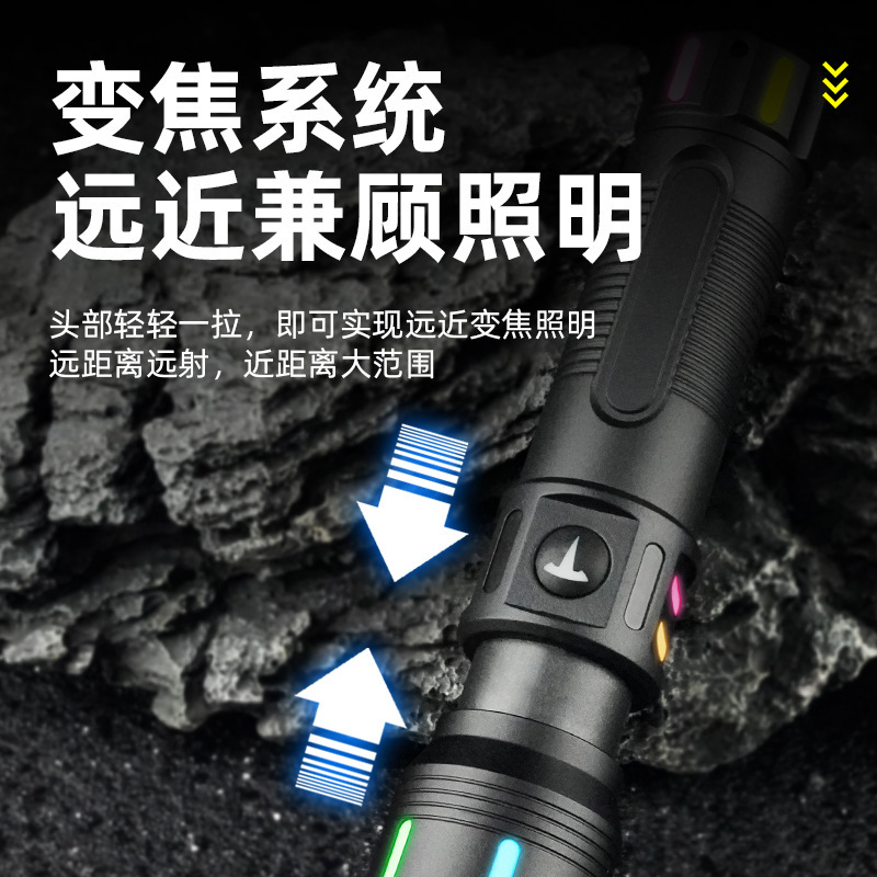 A new cross-border high-intensity led flashlight with charging function, a portable mini white laser flashlight, suitable for outdoor hiking details Picture