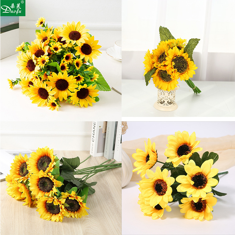 Dove artificial flowers, artificial flowers, silk flowers, sunflowers, daisies, living room decoration, wedding bouquets, prop flowers, sunflowers full figure