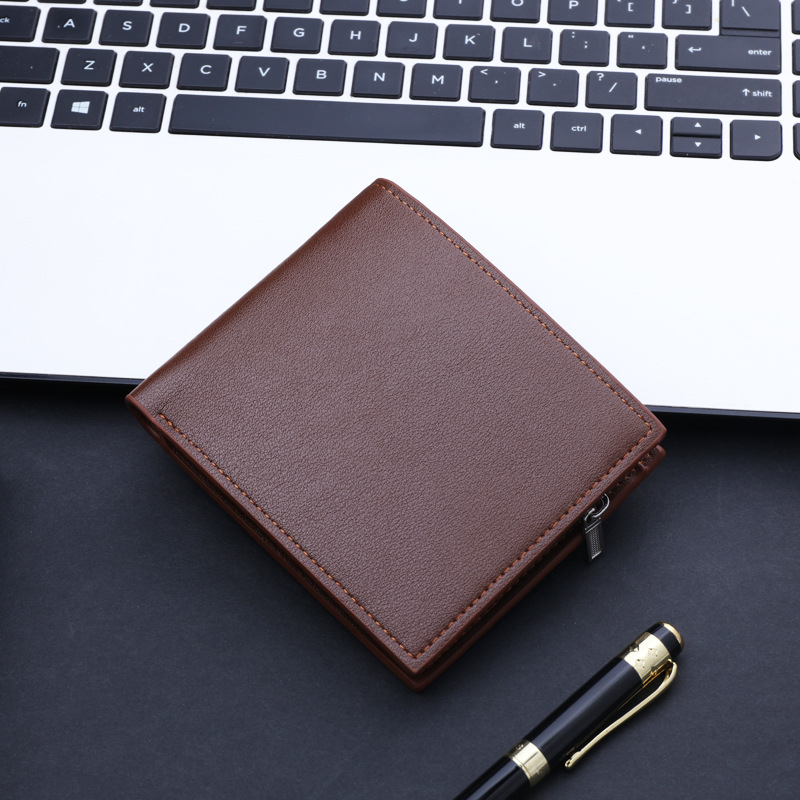 跨境外贸钱包短款男士加厚男款钱夹带拉链多卡位男皮夹男式时尚细节图