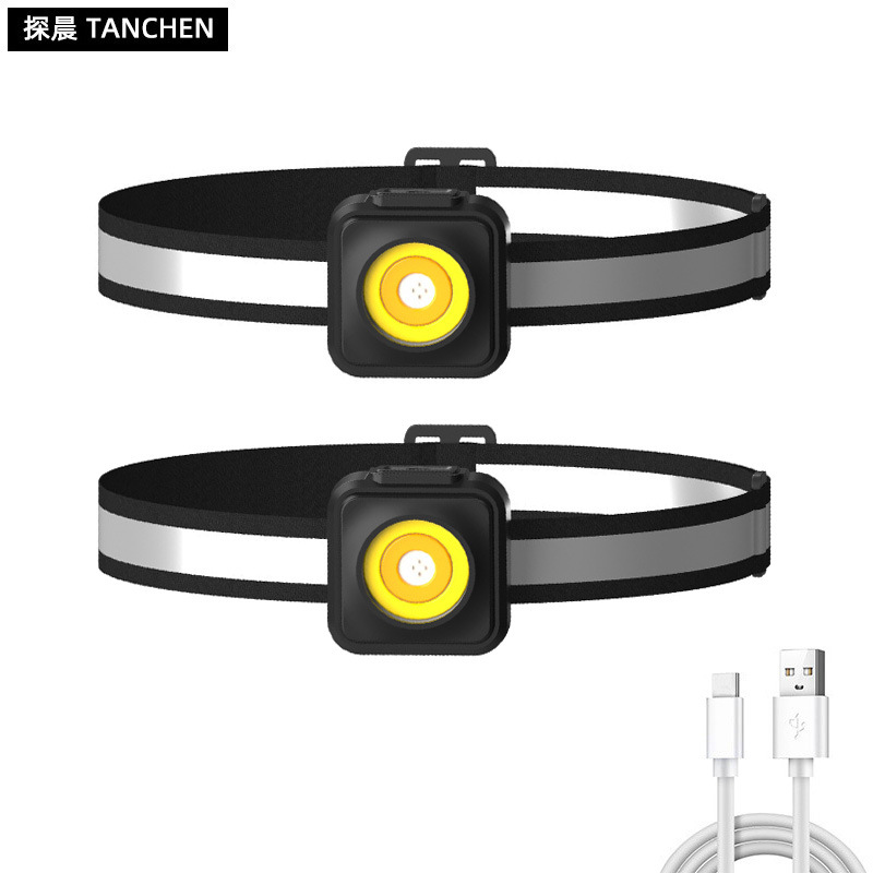 The new cross-border COB small adjustable lightweight headlamp with three light sources for outdoor lighting and charging is waterproof