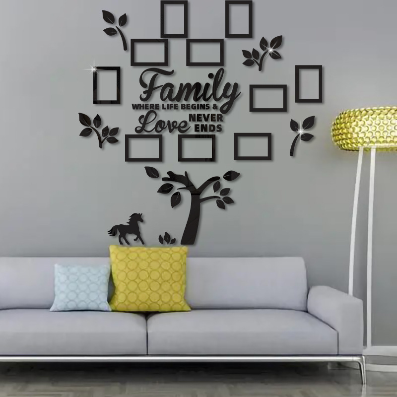 The family tree wall with acrylic photo frames can be removed for artistic decoration in the living room, bedroom, kitchen, dining room, office and home Specification image
