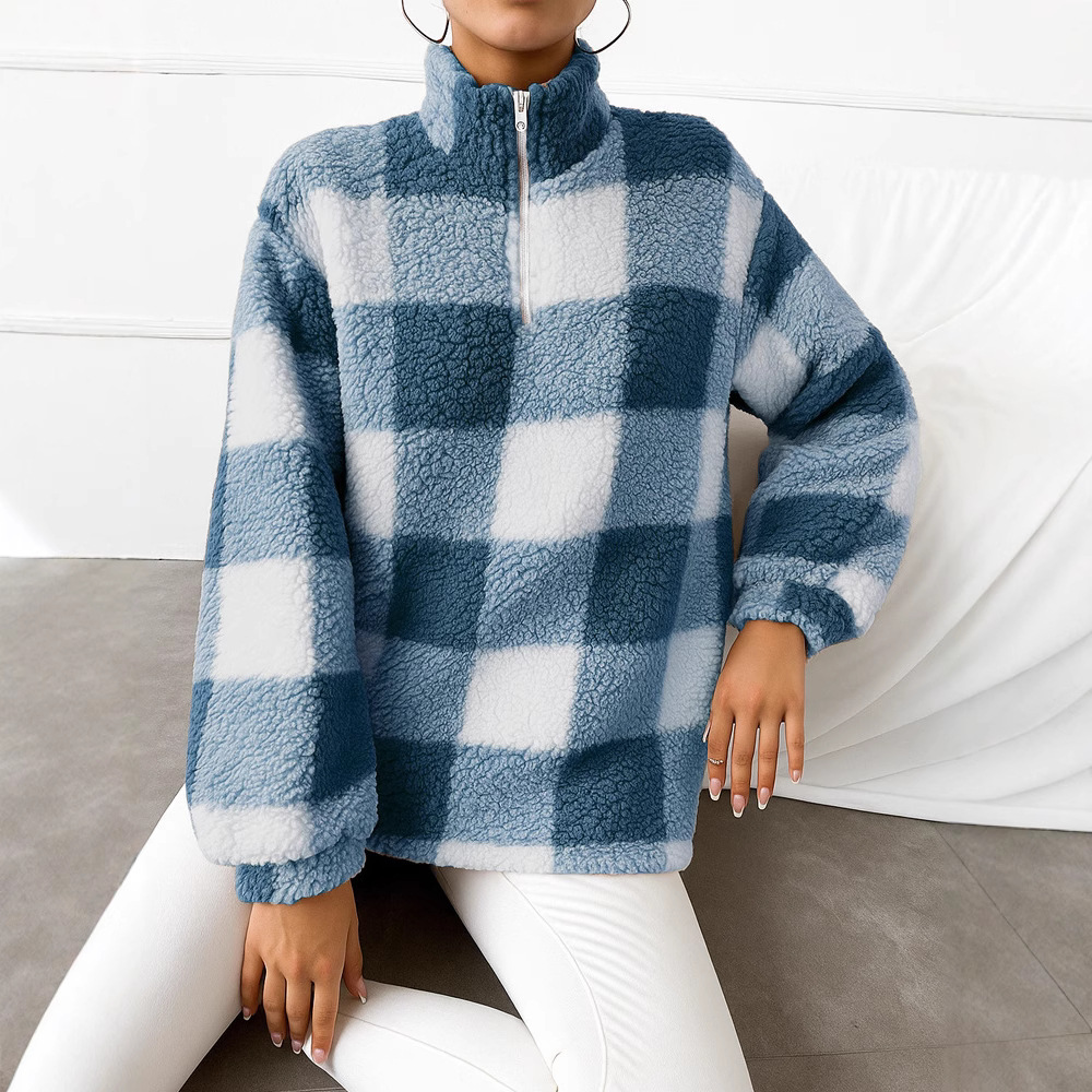 A new type of women's casual stand-up collar, zipper, long-sleeved pullover and multi-color plush sweatshirt for cross-border trade in 2025 Application Scenario