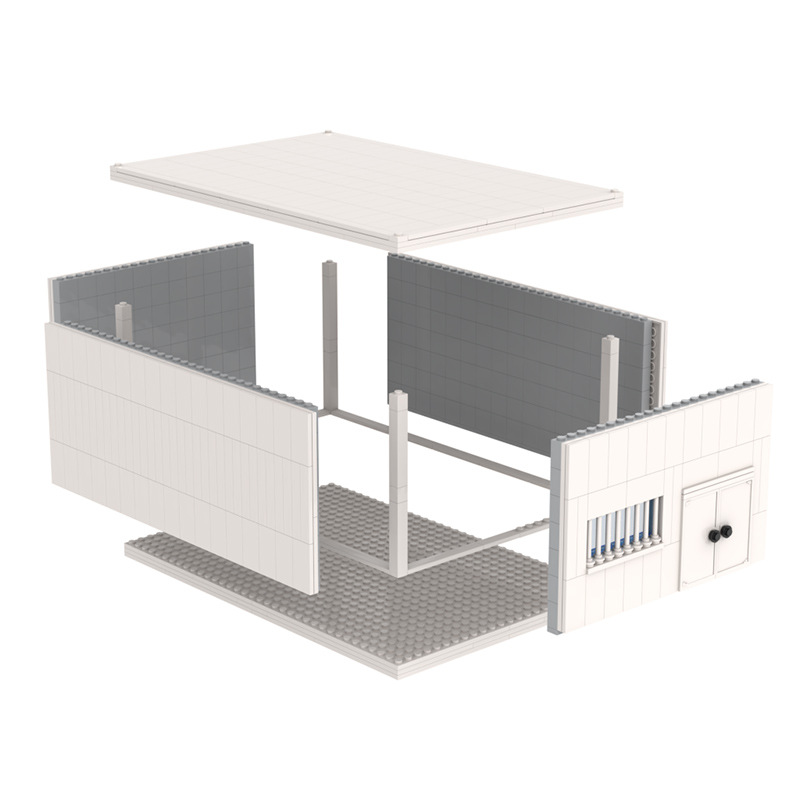 Customized moldable container container models, small particle house scenes, compatible LOGO assembly and insertion building block toys Application Scenario