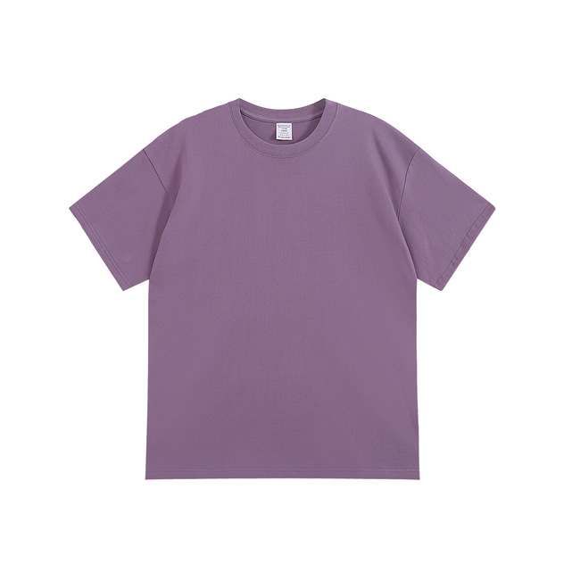 300g Xinjiang pure cotton heavy-duty short-sleeved T-shirt, thick men's and women's base layer shirt, summer round-neck basic T-shirt, American style Item Picture