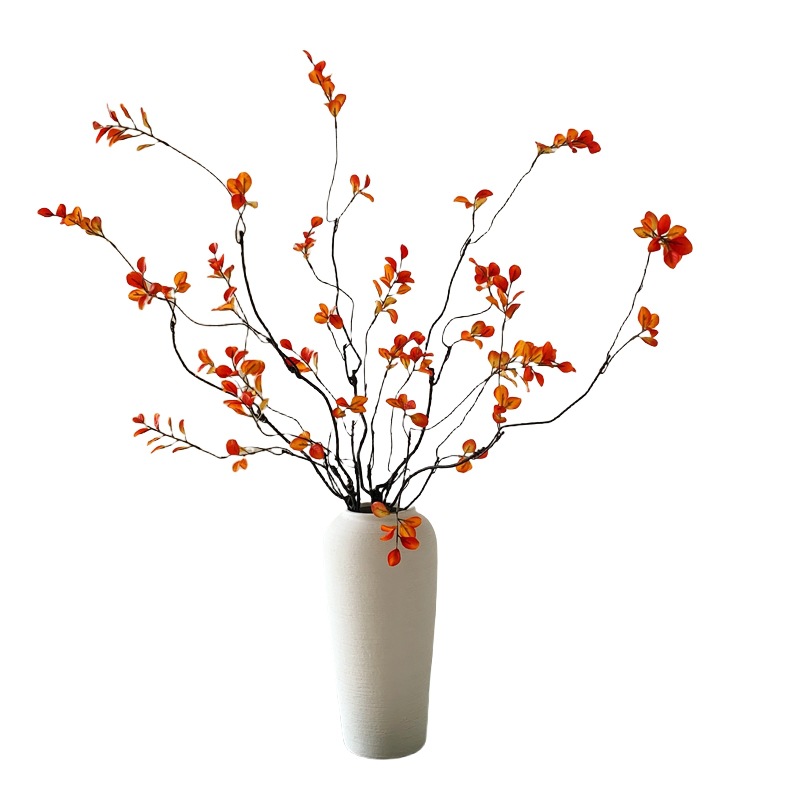 Wabi-sabi style autumn red maple leaf artificial flowers, artificial maple leaf green plants, bedroom and living room decorative flower ornaments wholesale Item Picture