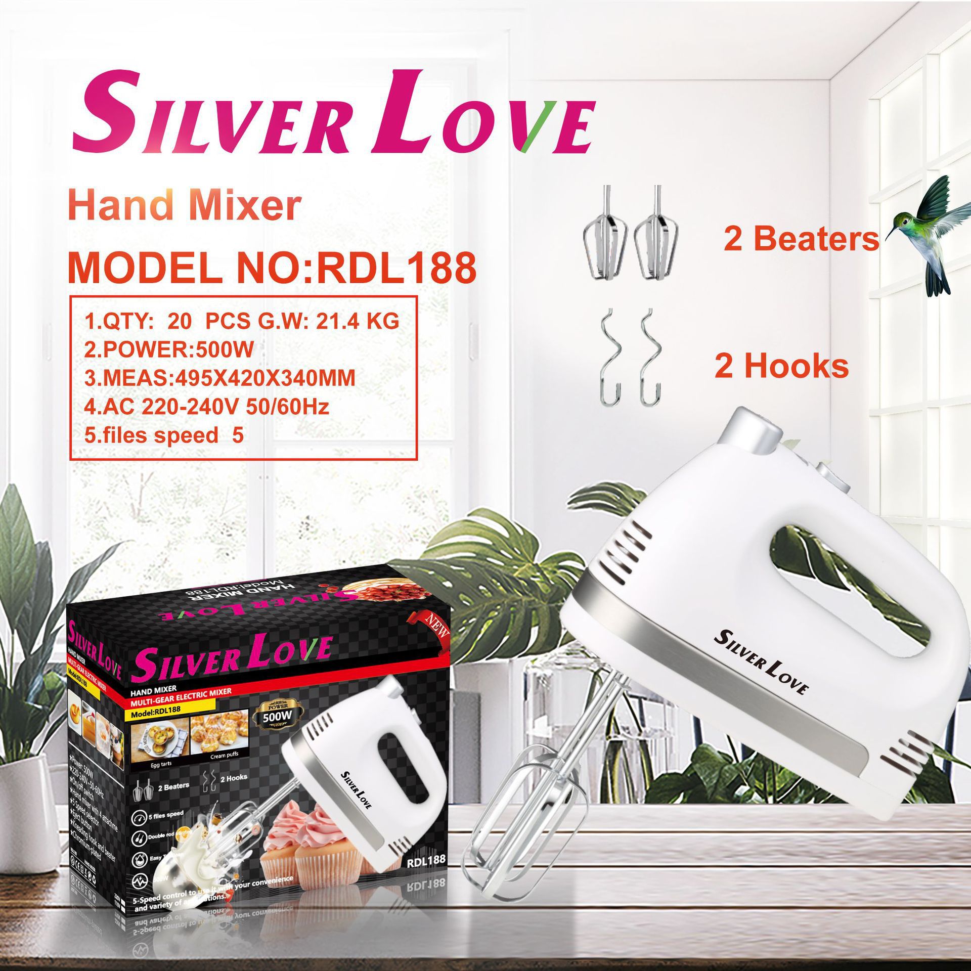 Cross-border foreign trade European standard multi-functional electric egg beater, household handheld high-power egg beater, electric baking mixer Z209
