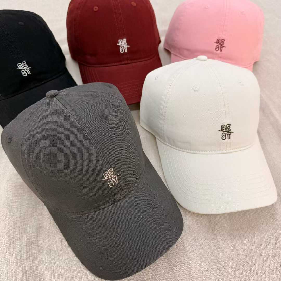 Korean streetwear brand letter be/st embroidered baseball cap, wide-brimmed, face-enhancing, unisex soft-top baseball cap
