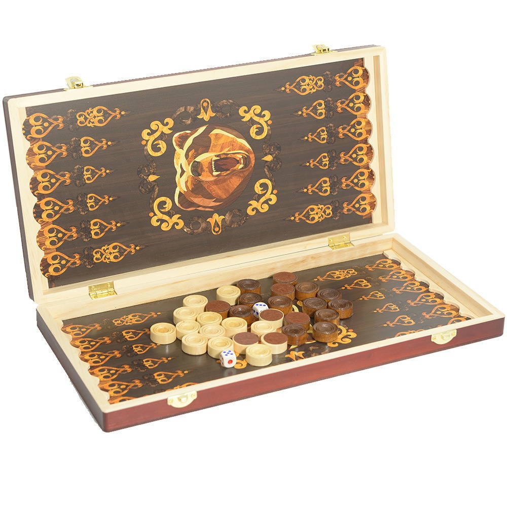 Backgammon, animal bear, board game, chess and card toys, entertainment party, multi-person wooden, foldable and portable, multiple sizes details Picture