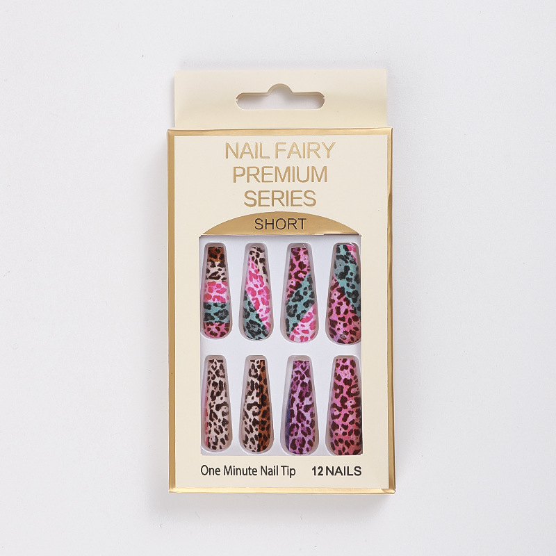 Wholesale of new European and American fake nail nail pads, animal leopard print printed ballet nails, wearable nail pads Specification image