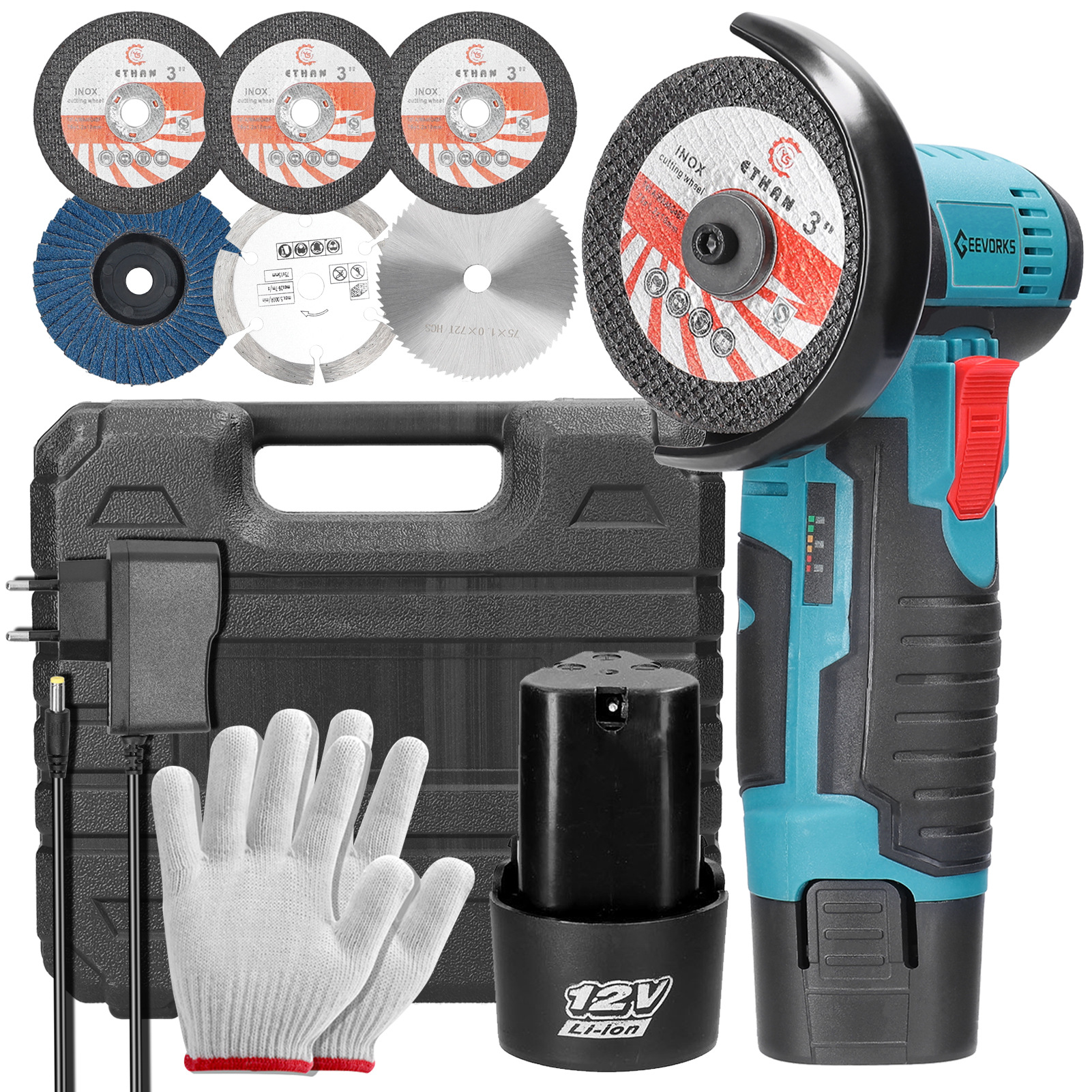 E23421 small Angle grinder, 12V full figure