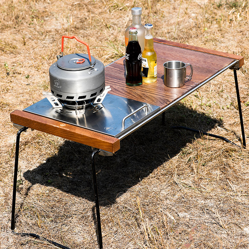 户外igt桌实木折叠桌便携式露营桌烧烤桌便携野外沙滩桌椅斑马桌