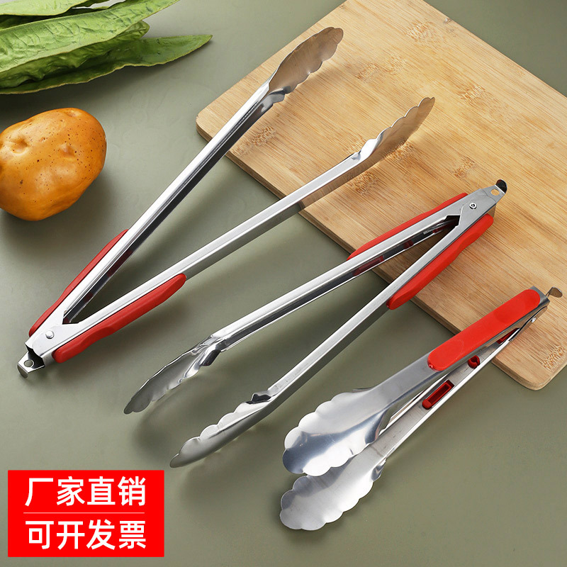 多功能不锈钢食品夹子家用有柄食物夹厨房面包夹爆款烤肉夹牛排夹