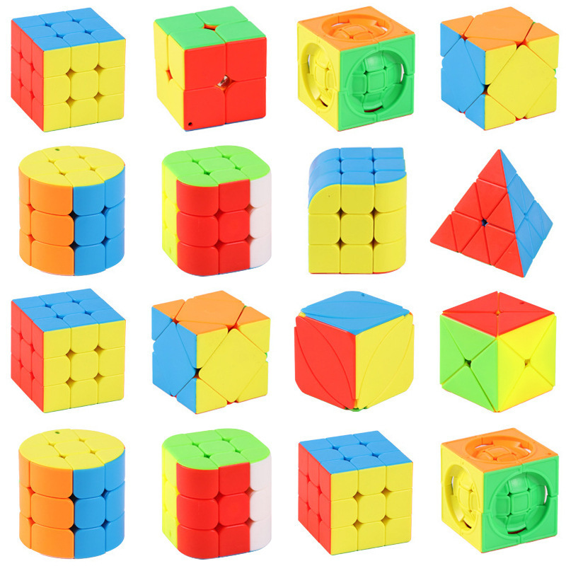 跨境创意异形实色魔方玩具顺滑益智趣味枫叶魔方钥匙扣礼品批发白底实物图